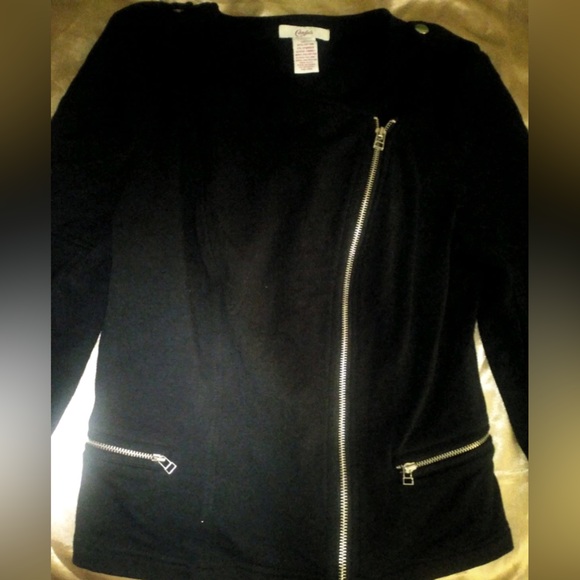Candie’s Junior Black Moto Zip Cropped Jacket Size Medium - Picture 11 of 12